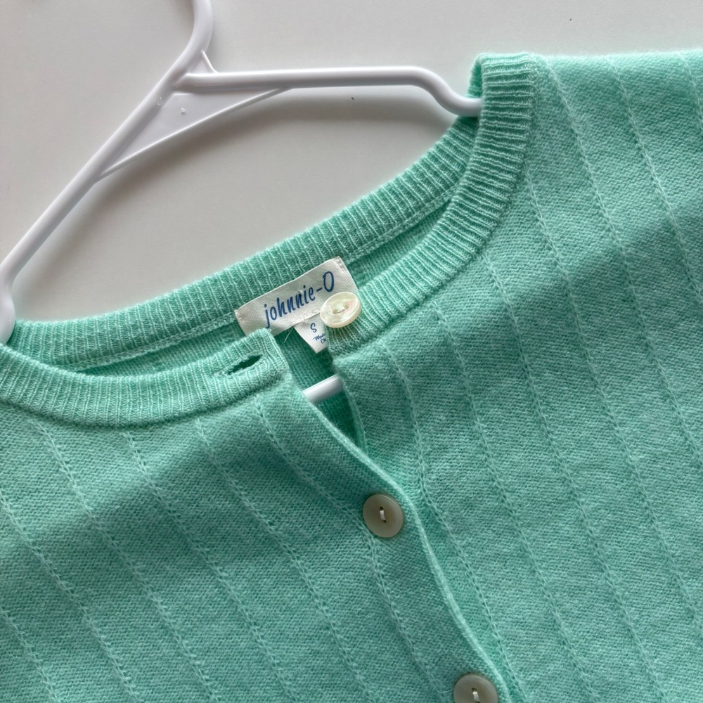 Johnnie-O Cardigan Womens Small Yucca Mint Green Wool Cashmere Alma Sweater